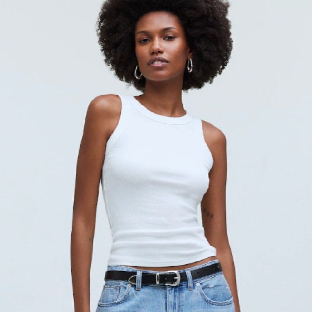 Madewell MD070 Supima® Rib Cutaway Tank white NWT